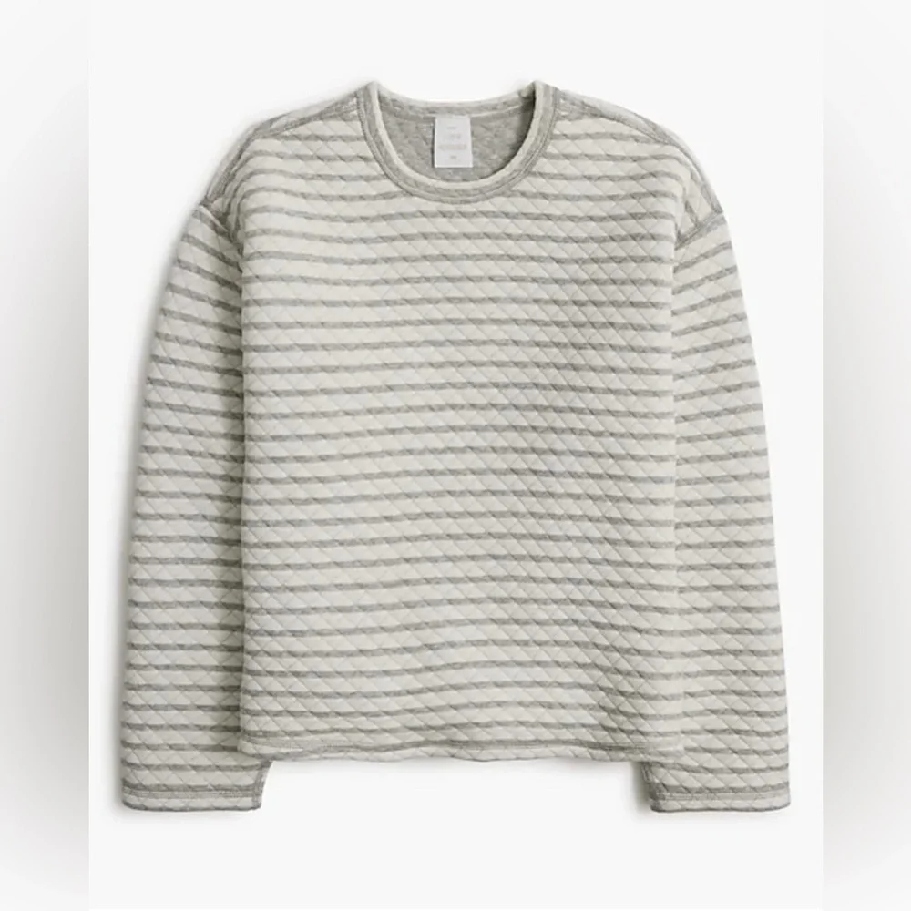 NWT J. Crew Reversible Striped Mock Neck Sweater Gray Size XS